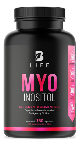 Inositol De 180 Cápsulas De 500mg. B Life Pure Inositol