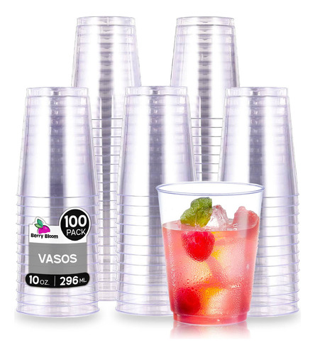 100 Vasos Elegantes Desechables Premium 10 Oz Para Fiesta Vasos Elegantes Para Fiestas, Bodas, Postre, Cócteles, Vino