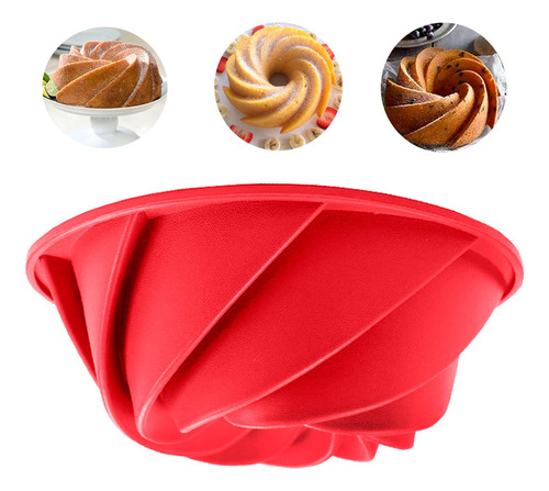 Forma Espiral Em Silicone Utensílio De Cozinha Bolos Tortas Cor Vermelho