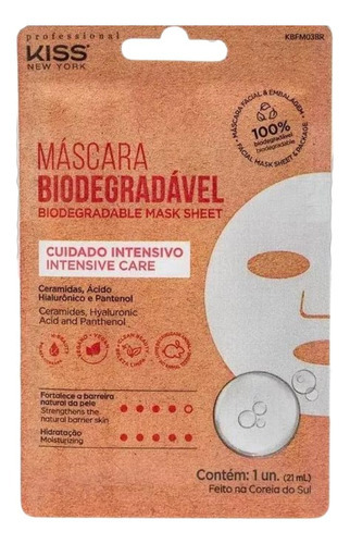 Máscara Facial Biodegradável Kiss New York Cuidado Intensivo