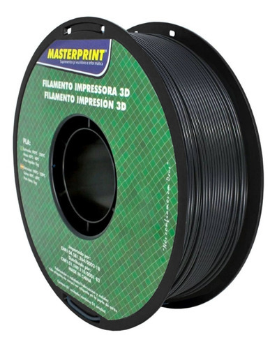 Filamento De Impressora 3d Pla Masterprint Cor Preto