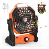 Ventilador De Camping Recargable Con Luz Led Y Gancho