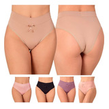 Kit 5 Calcinha Cós Alto Duplo Lingerie Senhora Mf022