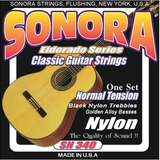 Encordado Guitarra Clasica Sonora Sn340 Dorados Nylon Negro