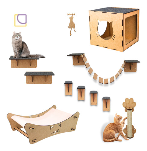 Playground De Gatos Para Parede 10 Peças Cama Nicho Ponte