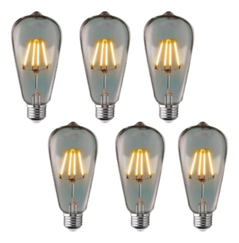 Foco Vintage Led Edison Smoke Bulbo 4w Luz Cálida E26 