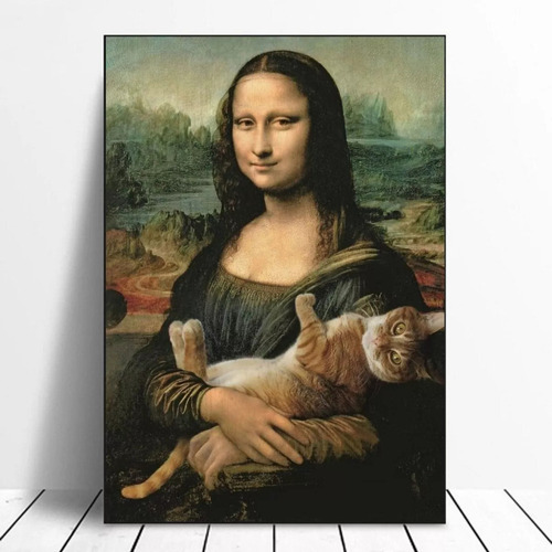1 Pintura De Diamantes 5d Diy Mona Lisa Con Gato 40x60 Cm