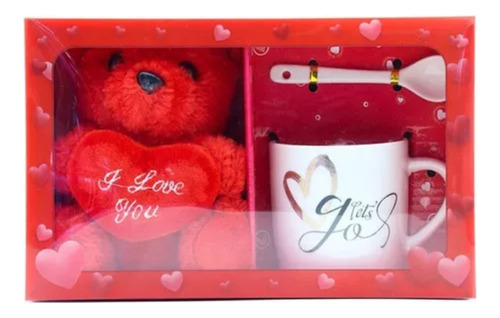 Taza Con Osito + Cuchara Caja De Regalo Amor Dia De La Madre