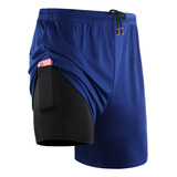 Pantalones Cortos Running Para Hombre Con Bolsillo Interior