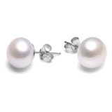 Pendientes De Perlas Botón De 10-11 Mm Perlas Cultivadas De 