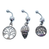 Piercing Ombligo Pack X3 Arbol Grande, Caracol, Arbol