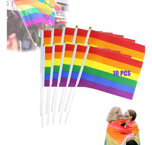 Bandera Lgbt Pride Arcoiris 14x21cm Comunidad Orgullo Gay