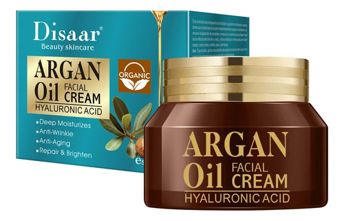 Crema Facial Aceite De Argan,acido Hialuronico Antiedad 50ml