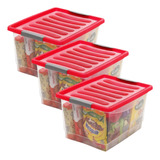 Organizador Contenedor Plastico Con Tapa Y Taba 18 Litros X3