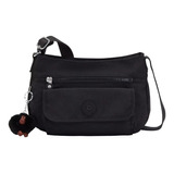 Bolsa Kipling Syro Crossbody Bag Original Acabado De Los Herrajes Plateado Color Negro