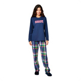 Pijama Feminino De Frio Flanelado Confortável Inverno Longo