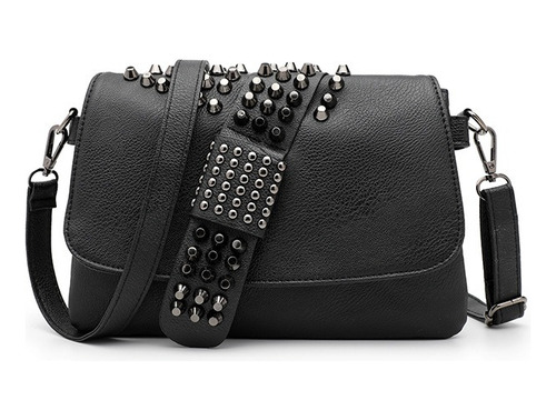 Bolso Mujer Remachado Negro Calavera Hombro Bandole