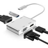 Weton Adaptador Usb C A Hdmi Dvi Vga, 4 En 1 Usb-c Hub A 4k