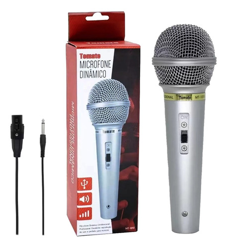 Microfone Profissional De Mão Dinâmico Karaoke P10 Tomate