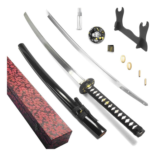 Espada Katana Iaito Luxo Treino Full Tang C/ Pinos + Suporte