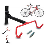 Soporte Pared Bicicleta Horizontal 30kg + Tornillos/chazos Color Negro Con Rojo