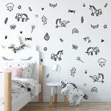 Unicornio Set Diseño Infantil Vinilo Decorativo Adhesivo