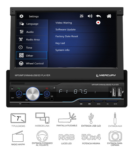 Stereo In Dash Pantalla 7 Pulgadas Bluetooth Gps Am Fm