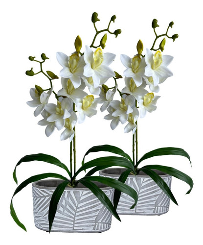 2 Flores Artificiais Galhos Orquídeas Realistas Decorativas