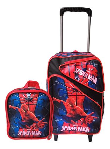 Kit Mochila Infantil Rodinhas Homem Aranha Lancheira Termica