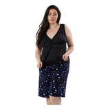 Pijama Feminino Plus Size Pescador Decote V Cores Variadas