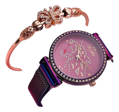 Combo Reloj Scottie + Pulsera Covergold Original Para Dama