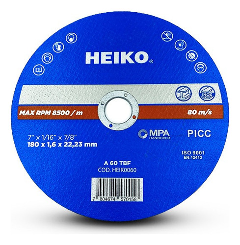 Disco De Corte Inox Metal 7 Heiko Pack 25 Und Color Azul