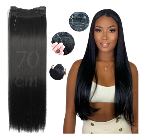 Cabelo Aplique Mágico Tiara Fio Silicone Invisível + Brinde