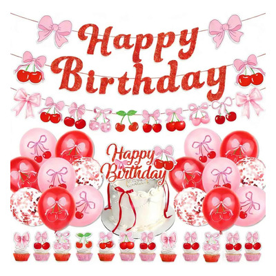 Kit De Globos De Cumpleaños Frutas Con Forma De Cereza Roja