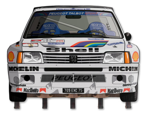 Portallaves Peugeot 205 Turbo 16 Grupo B Rally 31 X 23 Cm