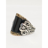 Anillo De Plata Caballero Onix Negro  Natural Talla 9