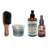 Kit Barba Shampoo Sir Fausto Aceite Roby Pasta Peine Madera