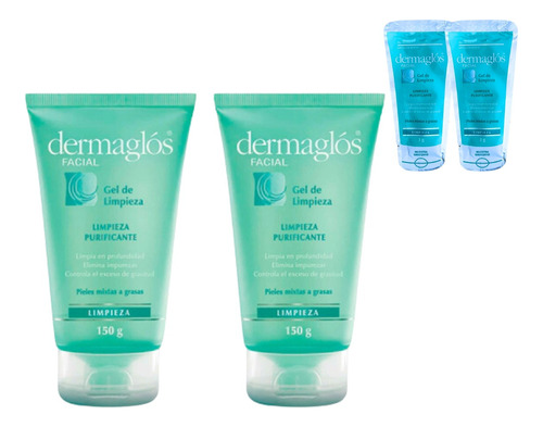 Pack X2 Dermaglos Gel De Limpieza Piel Mixta A Grasa 150 Ml