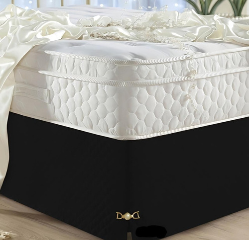 Saia Box Casal Queen Matelada Com Pingente Luxo - Preto