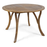 Adn Outdoor - Mesa De Comedor Redonda De Madera De Acacia De