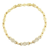 Brazalete Oro 14k Lam Swarovski 19-21cm Regalo Perfecto Dama