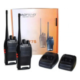 Kit 2 Walkie Talkie Bf-777s Radio Comunicador Fone Baofeng Cor Preto