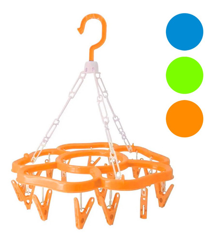 Tender Plastico Colgante 18 Broches Organizador Perchero Color Naranja