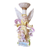 Angel De La Guarda, Portavela, Figura De Resina 30cm