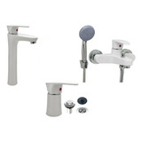 Combo Doha Blanco Mozart Lavatorio Alta + Ducha + Bidet 