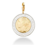 Colgante De Moneda Italiana 500-lira En Oro 18k Para Pulsera