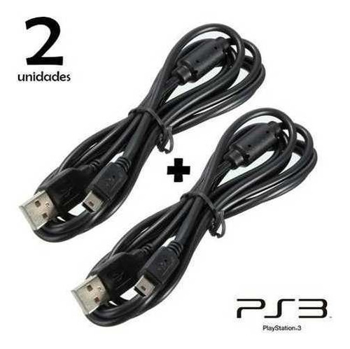 Kit 2 Cabos Usb Para Carregar Controle De Ps3 Com 2 Metros