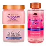 Kit Crema, Exfoliante Y Gel De Ducha Tree Hut Rosas Moroccan