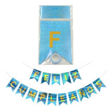 Letrero Banderin De Feliz Cumpleaños Decoracion Para Fiesta Color Azul Cielo