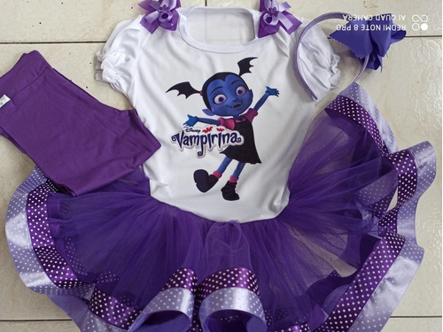 Vestido Tutú Niña Vampirina Con Leguins Y Balaca